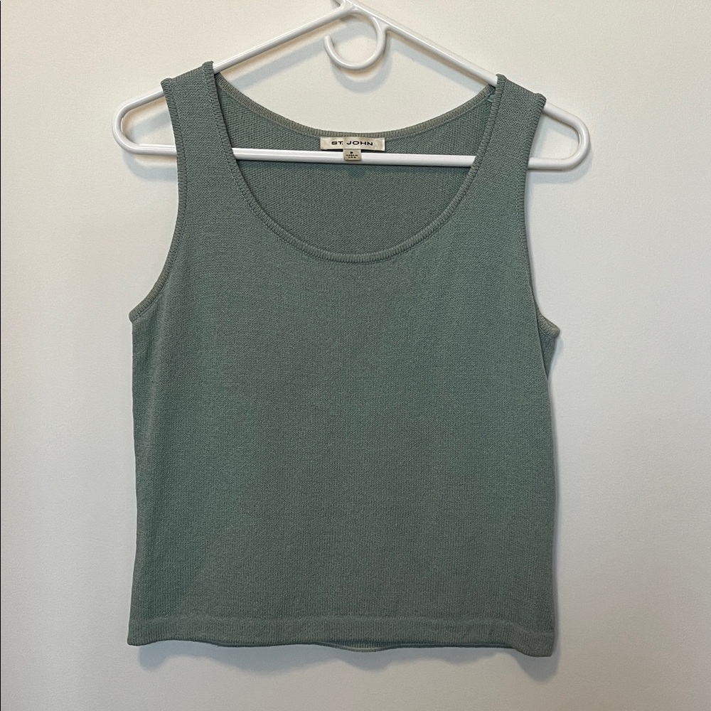 St John Sage Green Tank Top Santana Knit Sz P